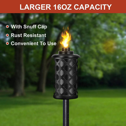 16oz Torch Replacement Canisters Four Pack Refillable Metal Torch Fuel Cans With Wicks And Snuff Covers for outdoor use