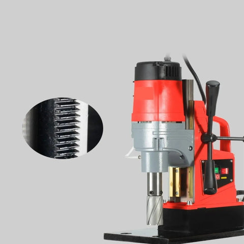 PortaBle AX16 Mag Drill Rig Machine Magnetic Drill Press For Steel Structure close-up of drill bit and motor details.