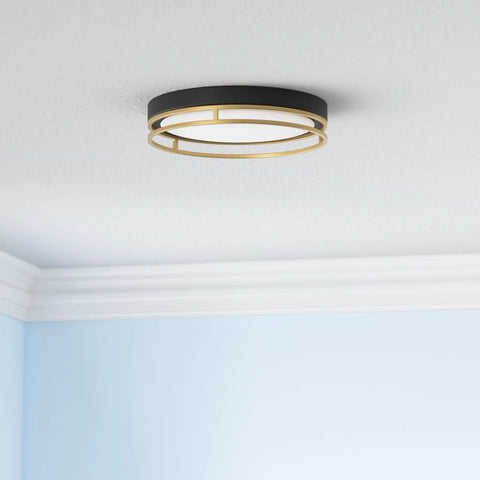 12.5 Inch LED Flush Mount Ceiling Light 26W 1700 Lumens Dimmable With 3 Color Temp 3000K 4000K 5000K Energy Saving Black Gold Finish
