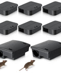 8 Pack Key Required Rat Station Boxes With 2 Large And 6 Compact Lockable Bait Stations Weather Resistant Outdoor Rodent Boxes For Indoor Or Outdoor Use