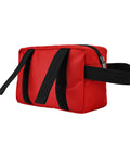 Side view of Beefy Heavy Duty Portable Tool Bag for Lockout Equipment in red with black handle and zipper, polyester material.