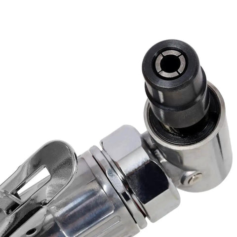 High Octane 1/4 Inch Air Angle Die Grinder Cranks At 21000 RPM Variable Speed Pneumatic Tool angled connection detail.