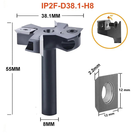 Heavy Duty Two Flute Wood Planer Router Bit With Carbide Tipped Cutters For Slab Surfacing And Spoilboard Prep, 38.1mm size