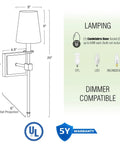 Dope Mid Century Modern Wall Sconce With Black Linen Cone Shade And Warm Brass Finish Slim Candle Wall Light specifications