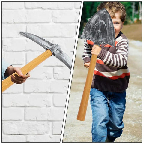 Two Piece Pickaxe And Spade Costume Prop Set For Party Favors And Photo Booths, lightweight sponge miner tools for stage