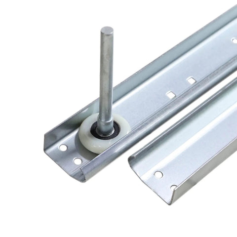 Vertical Track Replacement Kit For 7 Foot Garage Doors With 76 Inch Spliced Rails In Galvanized Steel Hardware showing 2 inch roller