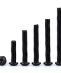 50 Pack 10-32 X 1 Inch Button Head Socket Cap Screws Stainless Steel 304 Allen Hex Drive Coarse Thread Black Coated grouped by size