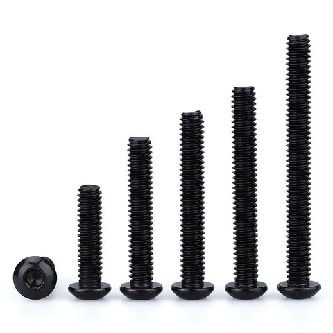 50 Pack 10-32 X 1 Inch Button Head Socket Cap Screws Stainless Steel 304 Allen Hex Drive Coarse Thread Black Coated grouped by size