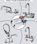 Premium 2 Pack Faucet Handle Replacement Kit Boasting A Beefy 0.43 Inch Stem And Rock Solid 20 Point Broach Interface, showing various commercial faucets.