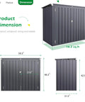 Outdoor Trash Can Storage Shed With 46 Cu Ft Capacity, waterproof horizontal cabinet dimensions and dark grey color