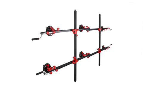 Heavy Duty Slab Conveyor for Transporting Ceramic Sheets with adjustable length bars and clamps for tough jobs