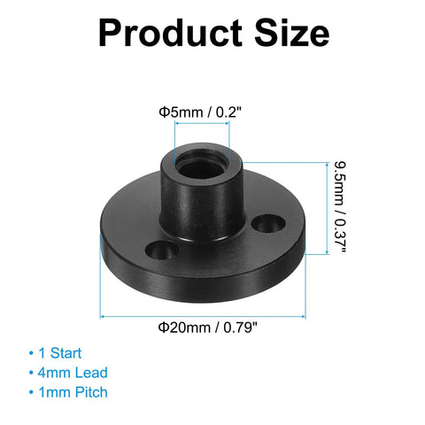4 Pcs Tr5x4 Lead Screw POM Nut dimensions 5mm diameter, Acme thread for 3D printer Z axis
