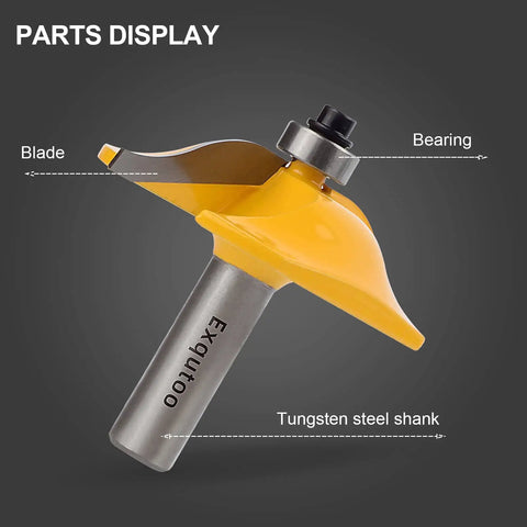 Parts display of Three Piece Half Inch Shank Router Bit Set For Raised Panel Cabinet Doors And Windows Cemented Carbide Woodworking Router Bits