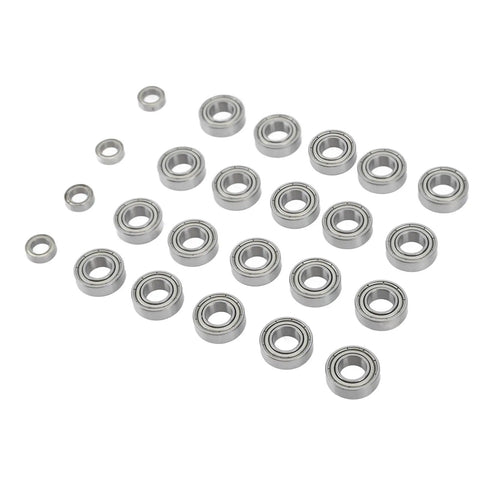 One Eighth RC Ball Bearing Kit In Steel, multiple precision bearings for ZD Racing models on a white background