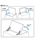 Illustration showing the installation of Stainless Steel Damping Hinge With Adjustable Torque Stop For Doors And Lids DTB Anywhere