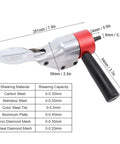 Omquot Electric Metal Shear Drill Attachment Crv Steel Blade Cuts Iron Stainless Aluminum Sheets Effortlessly 360 Degree Rotating Handle dimensions and features