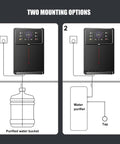 Wall Mounted Instant Hot Water Dispenser With 2200W Power And 13 Temperature Settings Plus 6 Water Volume Levels, Child Lock Safety mounting options diagram