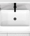 Rectangular Vessel Sink For Bathroom Dope White Ceramic Above Counter Vanity Basin 24 By 14 Inches With Modern European Inspired Style