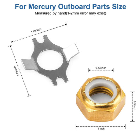 Marine Prop Nut Kit 18-3702 For 35 To 70 HP Outboards With 2 Lock Washers Fits Mercury Engines 11-69578A1 11-69578T1