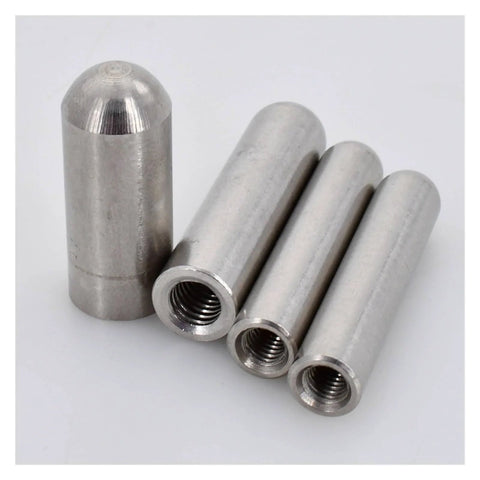 304 Stainless Steel Internal Thread Dowel Pin With Female Thread For Alignment And Connection, 10mm Length, 4mm Outer Diameter, side view