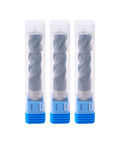 Three Pack Half Inch Carbide Roughing End Mills For Steel With Four Flutes 35 Degree Helix Nano Coated ALCrSiN CNC Router Bits in plastic cases