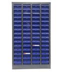 Front view of 60-Drawer Tool Parts Storage Cabinet Organizer With Steel And Plastic Drawers For Hardware And Craft Projects, Repair Tool Organizer Unit No Door Front, Heavy Duty Workshop Storage, 21 By 9 By 35 Inches