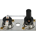RV Water Heater Thermostat Switch 232306 Replacement For 120V Systems Compatible With SW6DE SW10DE SW12DE 232306 Limit Switch Easy Install High Quality RV Hot Water Heater Parts close-up of dual thermostat and limit switch on metal base
