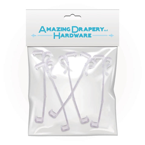 Dead Simple 3.5 Inch Clear Valance Clips For Window Shades 5 Pack Universal Mount Brackets tough plastic hardware in packaging.
