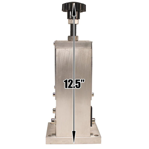 Benchtop Wire Stripping Machine for Copper Wire From 0.15 Inch to 1 Inch, Drill Powered or Manual, front view with height 12.5 inches