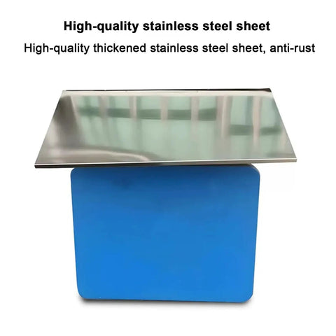 High-quality stainless steel sheet on blue base, thickened, anti-rust material, suitable for various applications.
