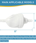 G52 Backup Valve Replacement for Polaris pool cleaners, 3.7 x 8 inches, durable crack-resistant polymer body.