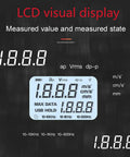 LCD display of Smooth Operator Digital Vibration Meter With High Grade Probe And Reliable Data Storage For Tracking Acceleration Velocity And Displacement Readings Without Any Glitches.