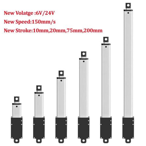 Various sizes of Compact DC 12V Linear Actuator Delivering Buttery Smooth Motion With 10mm Stroke And Solid 70N Push Power.