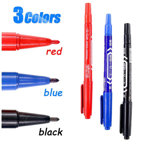 Nylon Cable Marker Ties Set For DIY Pros; red, blue, black marker pens for cable labeling