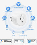 Smart Plug 4 Pack 2.4GHz WiFi Only Remote Control And Timer, showing features like voice control and compatibility with Alexa and Google Home.