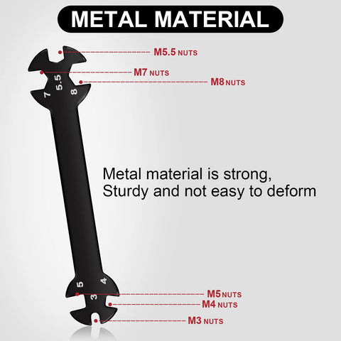 Metal wrench tool for Must-Have Compact 12-Piece RC Tool Kit With Short Handle And Quick Change Hex Phillips Flat Nut