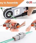 ST6139 DTP Connector Kit 2x4 Pin IP67 Waterproof Electrical Plug assembly and connection with wires and tools