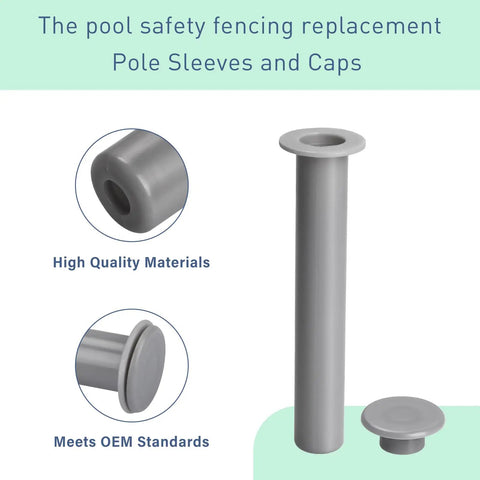 Slick And Solid 5 Pack Gray Replacement Sleeves And Caps For Pool Safety Fence Poles Universal Fit For Concrete Decks Ground Backyard Pool Security System No Sweat Installation Heavy Duty Vinyl Protection