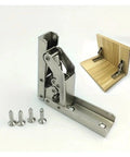 Hidden Steel Cabinet Hinges With 90 Degree And 180 Degree Folding No Slot Flush Mount Sleek Silvery Finish shown with screws