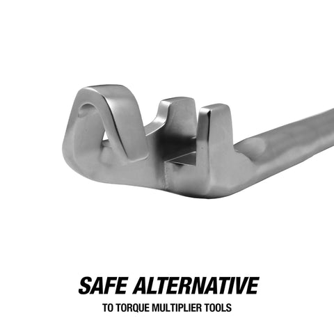 Close-up of Torque Boost Wrench Extender Tool For Tight Spaces Universal Wrench Extension showing metal construction and design.