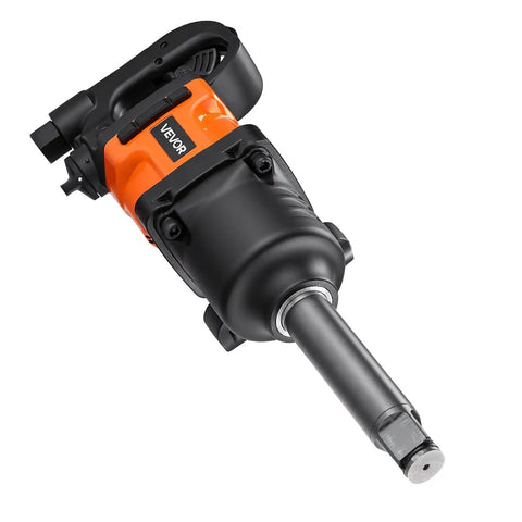 One Inch Pneumatic Impact Wrench Dishing Out 1800 Ft Lbs Of Raw Breakaway Torque With Six Inch Extended Anvil and featherweight frame.