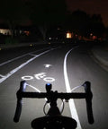 Night cycling view with Lumina Micro 900 Front Bike Light And Vmax Plus 150 Rear Light illuminating a bike path