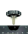 Hella Tough 5/16 By 3/4 Inch Thumb Screws Fabricated From 304 Stainless Steel In Matte Black with round clamping knob showing screw details.