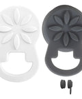 Secure Eyeglass Holder Clip For Clothes That Keeps Your Glasses From Dropping Or Getting Misplaced Or Scratched In The Office, Classroom, Or Outdoors, A Practical Glasses Accessory For Busy Pros, showing silicone clips in white and black with floral design.