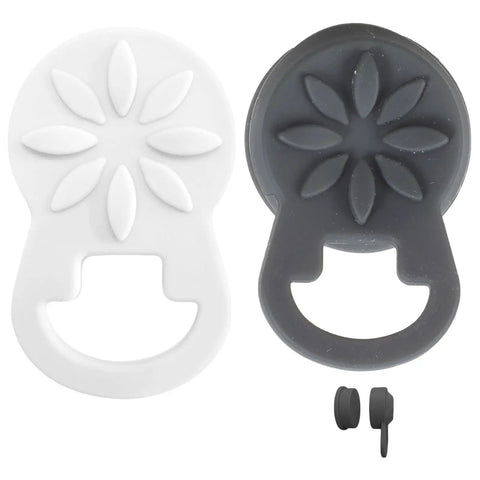 Secure Eyeglass Holder Clip For Clothes That Keeps Your Glasses From Dropping Or Getting Misplaced Or Scratched In The Office, Classroom, Or Outdoors, A Practical Glasses Accessory For Busy Pros, showing silicone clips in white and black with floral design.