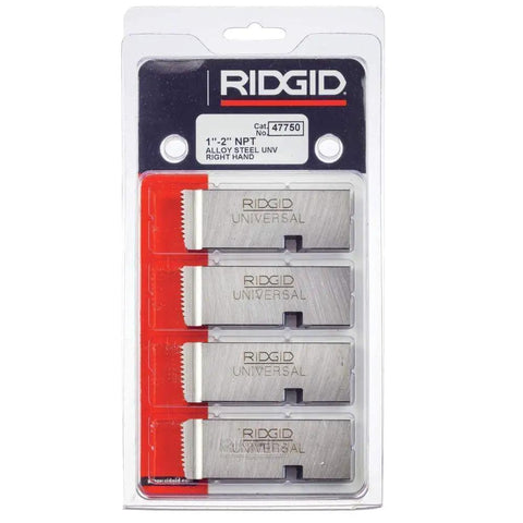 Heavy Duty Pipe Threading Dies Set For 1 To 2 Inch NPT Pipes, Alloy Dies Compatible With RIDGID Universal Die Heads 504A 711 713 811A 815A 816 817, Right Handed, Silver Finish in packaging