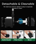 Ultra Quiet Submersible Pump 550GPH 30W With 7.2Ft Lift And 2000LPH Flow showing detachable components