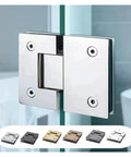 Heavy Duty Shower Screen Hinges With 180 Degree Pivot Clip For Bathroom Glass Doors, stainless steel, close-up view.