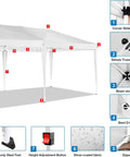 Diagram of 10x20 Foot Pop Up Canopy Tent Instant Shelter With 6 Sidewalls Durable Waterproof Portable Gazebo UPF 50 Plus