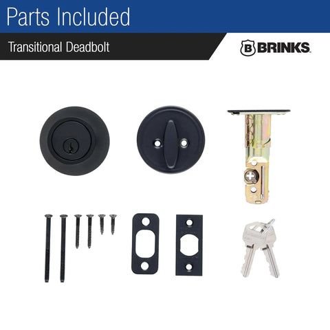 Parts included for Matte Black Transitional Single Cylinder Deadbolt Lock For Home Security ANSI Grade 2 1 Inch Bolt Anti Saw Pin Anti Pry
